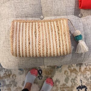 Antik Kraft Tan and Cream Striped Clutch